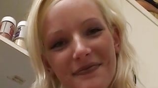 Petite German blonde college girl and he dry shaved pussy
