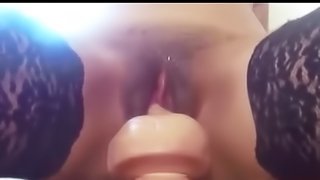 Big toy for Hairy Mexican milf pussy