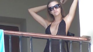 Tiny german anal on the balcony