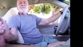 Handsome Grandpa Sucks in His Car