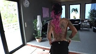 Busty Milf with full body tattoo fucking
