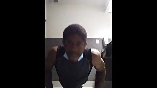 At work hiding working out getting in a lil pump see how many Push-ups I can do .I got fuck vids