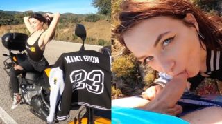 Sunny Day for a Motorcycle and a Sloppy Outdoor Mountain Blowjob near Gibraltar - Mimi Boom