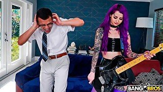 Purple-haired chick Val Steele is enjoying hardcore penetration