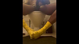 BBC Morning Milking Session on the toilet with Cum Shot