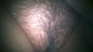 Closeup view of my sleeping BBW wife's wet hairy puffy pussy