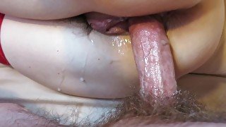 CREAMPIE CUM EXPLOSION - dripping jizz from my vagina - throbbing cock sideways fuck big open labia!