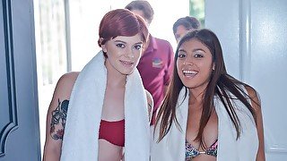 Beautiful FFMM foursome with teens Ava Little and Ella Knox