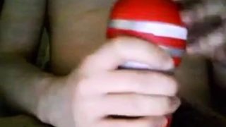 Bi 18 yr old stroking his virgin cock with my new Tenga cup.