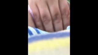 Daddy makes Little Diaper Girl Wet in the car with a vibrator inside her