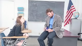 Lifting Chloe Scott's skirt and dicking her on a desk in a classroom