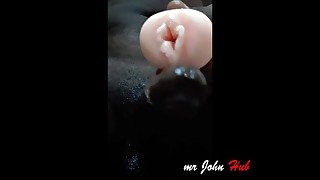 Bathing time masturbation using sex toy fast handjob huge cumshot