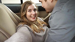 My naughty girlfriend and me having adventure fucking in car and got caught