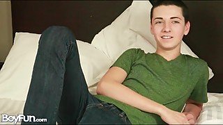 Adorable teen twink in solo porn video