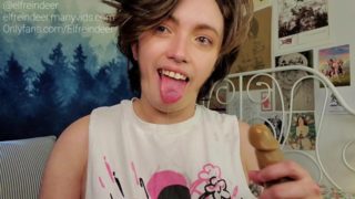 Trans Boi Sloppy Wet Blow Job on Dildo