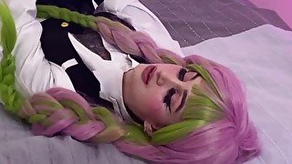 Sexy Cosplay Mitsuri Kanroji Deepthroat and Fuck - Cum Swallow