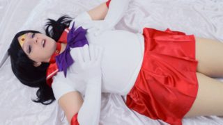 Slut is cosplay masturbates her wet pussy furiously