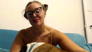 Amateur blonde does solo dildo tease on webcam